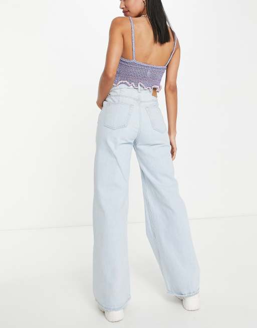 Weekday cotton Ace high waist wide leg jeans in dust blue - LBLUE, 2 of 4