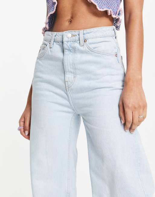 Weekday cotton Ace high waist wide leg jeans in dust blue - LBLUE, 3 of 4