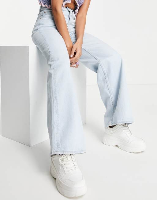 Weekday cotton Ace high waist wide leg jeans in dust blue - LBLUE, 4 of 4