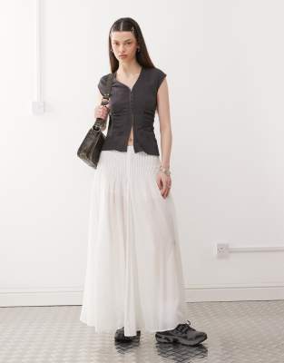 weekday cotton voile pleated maxi skirt in white