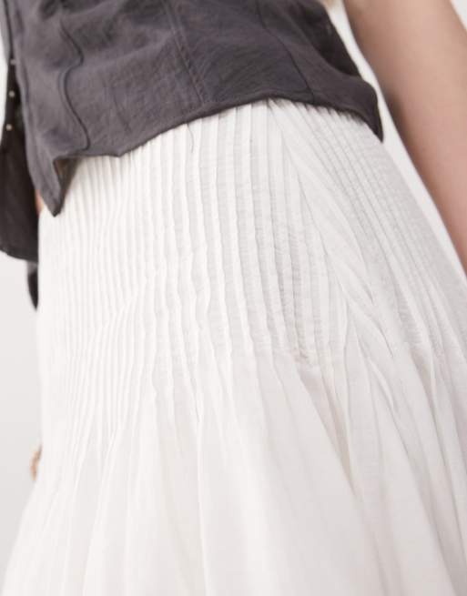 Weekday cotton voile pleated maxi skirt in white, 3 of 5