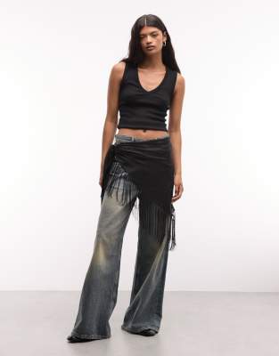 Weekday Cover Up Scarf With Tassels In Black