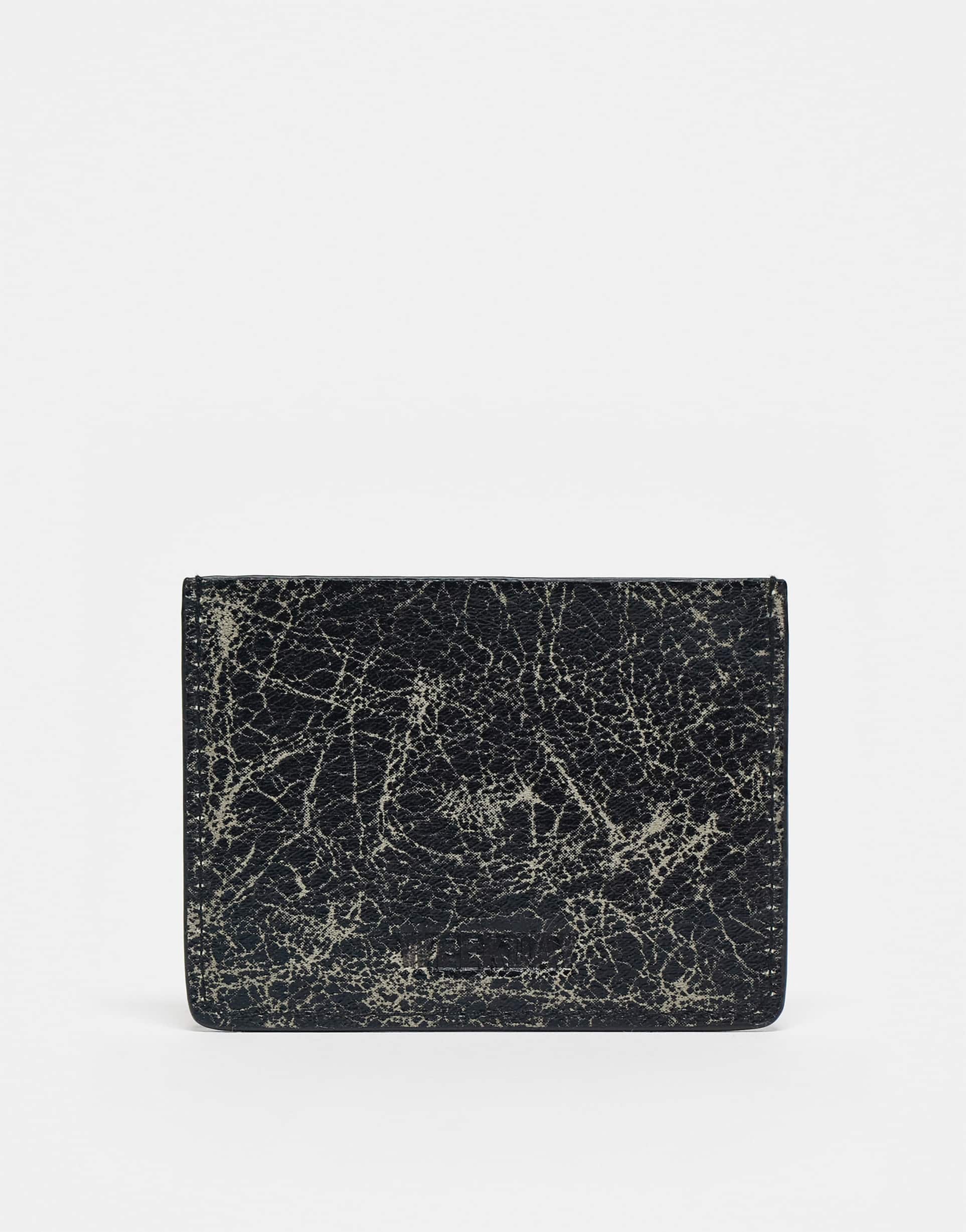 weekday cracked effect card holder in black