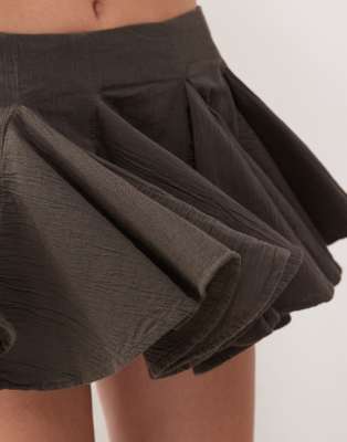Weekday crinkle fabric frill mini skirt in dark gray | ASOS