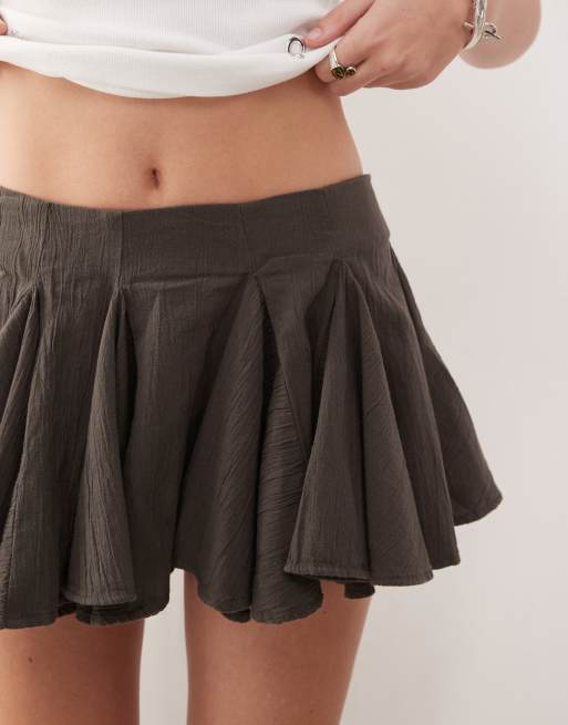 Weekday crinkle fabric frill mini skirt in dark gray | ASOS