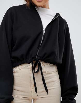 cropped drawstring hoodie