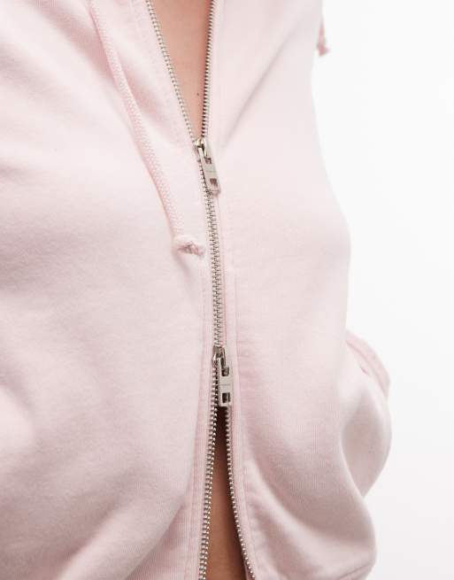 Weekday cropped hoodie in washed pink, 3 of 4