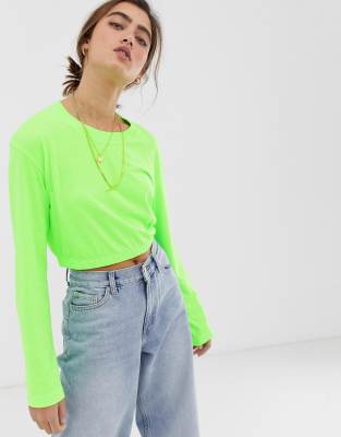 neon green cropped sweatshirt