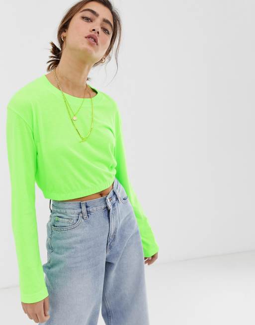 Neon crop sweatshirt new arrivals