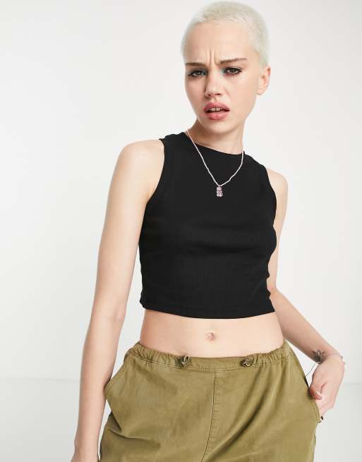Weekday Cropped singlet top in black