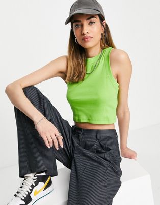 Weekday Cropped vest top in green