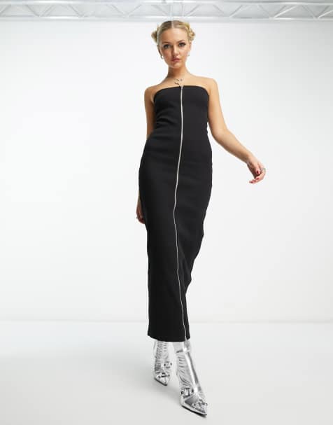 Weekday Crue zip tube dress in black - view 1