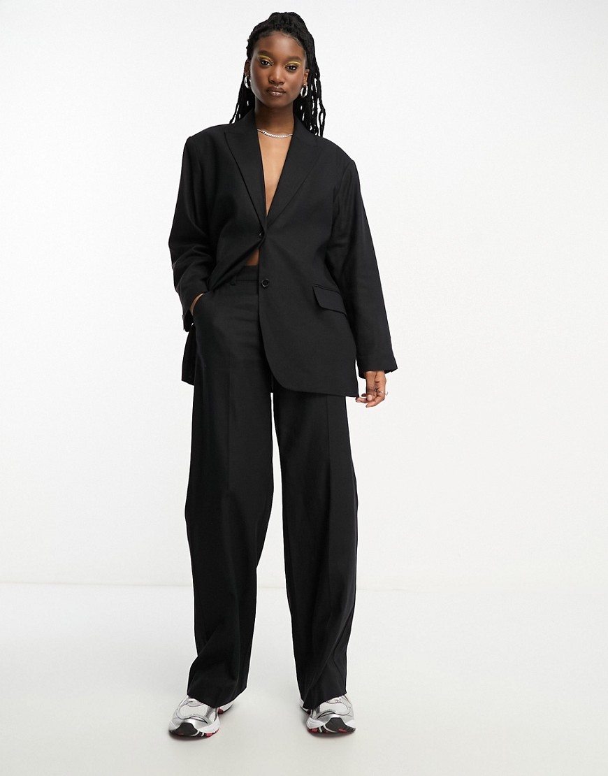 Weekday Luciana Wool Mix Blazer Coat In Black