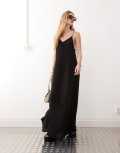 [Weekday] Weekday Cyndra floaty crepe maxi cami dress in black XS Black
