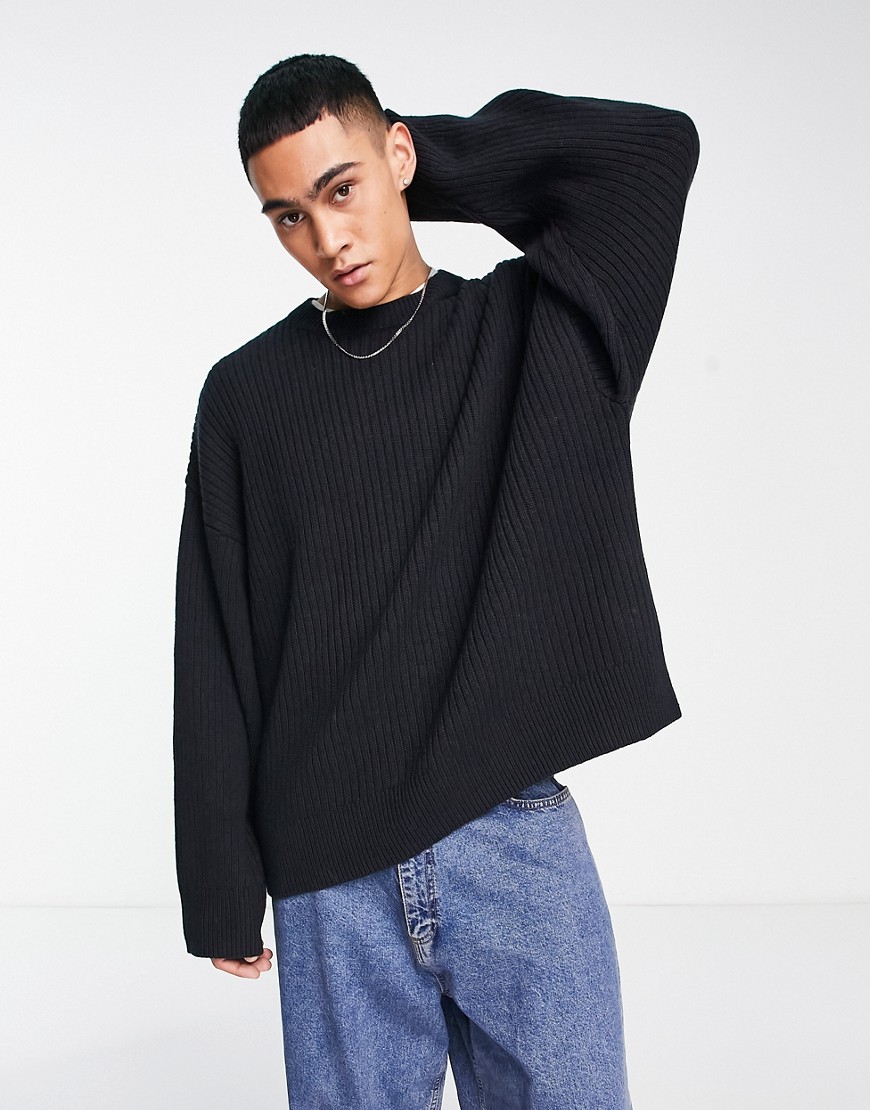 Weekday Cypher knit sweater in black