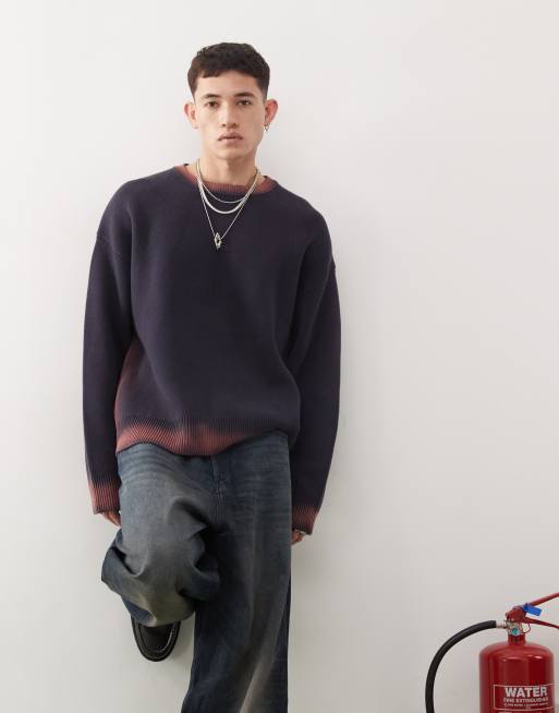 Weekday - Cypher - Maglione oversize bordeaux sfumato effetto spray