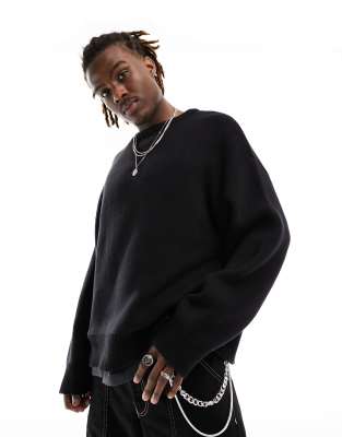Weekday Cypher Oversized Sweater In Black In Black