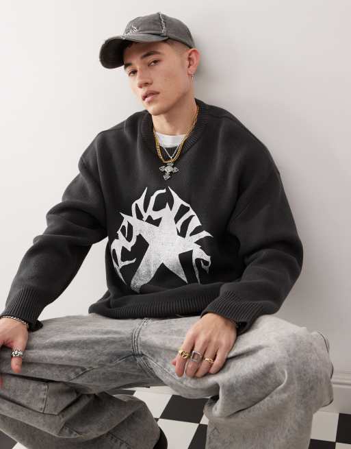 Sweat à capuche imprimé léopard et étoiles : sweat-shirt oversize tendance pour l'an 2000 - France