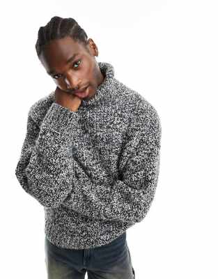 Weekday Cypher wool blend oversized turtleneck jumper in black and white twist yarn