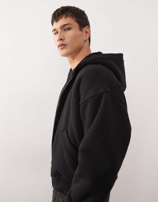 Weekday – Czarna podszyta polarowym kożuszkiem bluza z kapturem oversize, 4 z 5