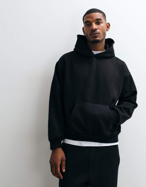 Weekday – Czarna pudełkowa bluza oversize z kapturem z grubego dżerseju, 2 z 5