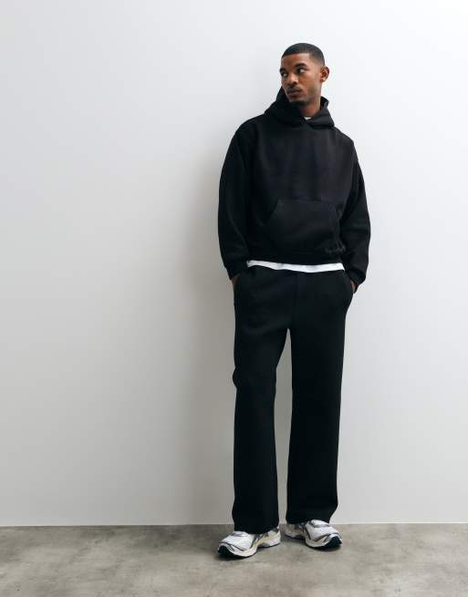 Weekday – Czarna pudełkowa bluza oversize z kapturem z grubego dżerseju, 3 z 5