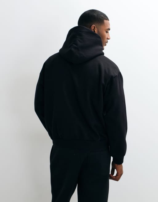 Weekday – Czarna pudełkowa bluza oversize z kapturem z grubego dżerseju, 5 z 5