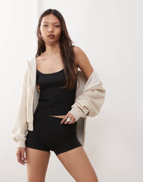 Weekday – Czarne dżersejowe szorty hot pants - view 1