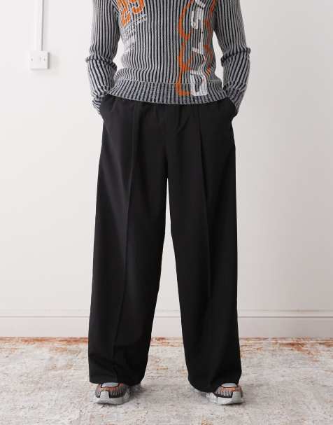 Weekday oversized tailored trousers with elasticated waistband in black