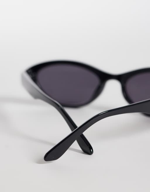 Weekday – Czarne owalne okulary przeciwsłoneczne w grubych oprawkach, 2 z 3