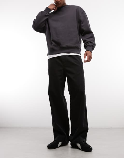 Weekday – Czarne sprane spodnie baggy oversize z elastyczną talią, 2 z 5
