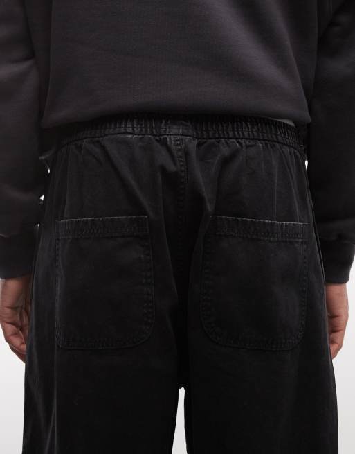 Weekday – Czarne sprane spodnie baggy oversize z elastyczną talią, 4 z 5