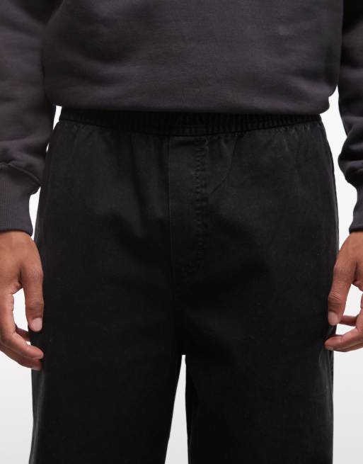 Weekday – Czarne sprane spodnie baggy oversize z elastyczną talią, 5 z 5