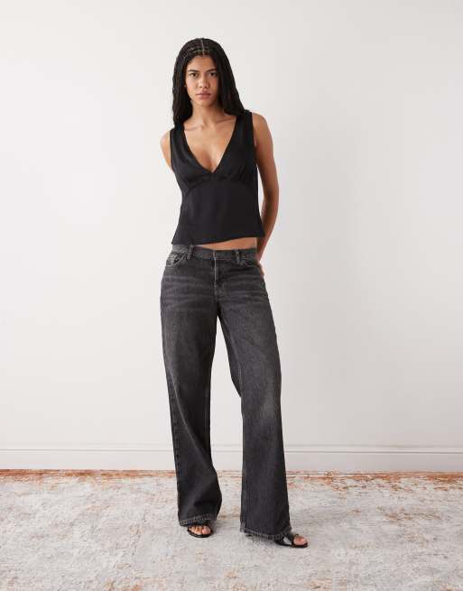 Weekday – Czarny satynowy top, 2 z 4