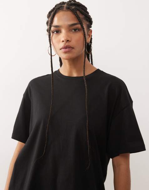 Weekday – Czarny T-shirt o pudełkowym kroju oversize - view 1
