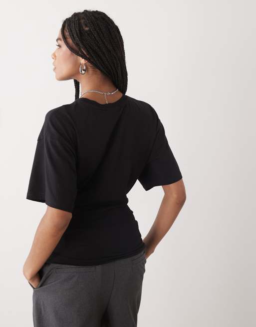 Weekday – Czarny T-shirt zwężany w talii, 3 z 4
