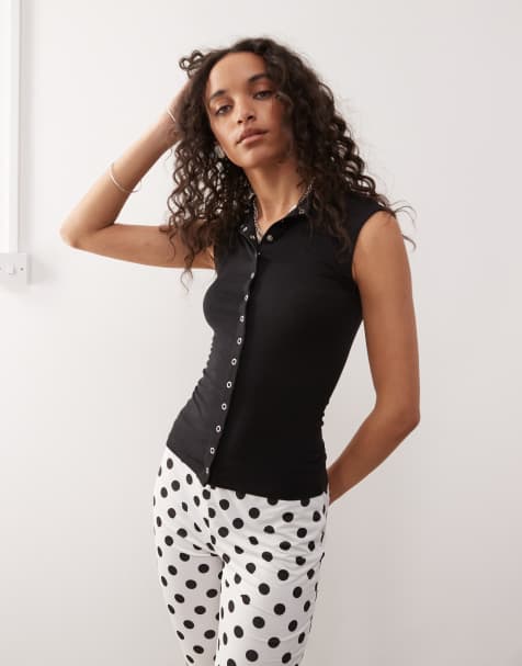 Weekday – Czarny top z guzikami z przodu - view 1