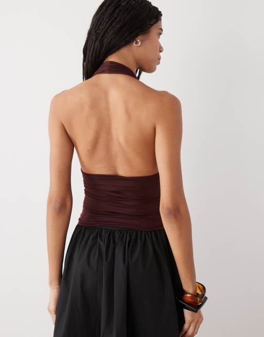 Weekday – Czekoladowobrązowy top z dekoltem halter – tylko w ASOS, 2 z 4