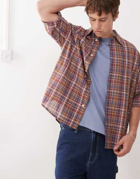 Weekday oversized shirt in red and blue check