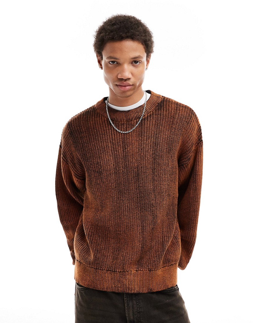 Weekday Daniel jumper in red ombre wash effect