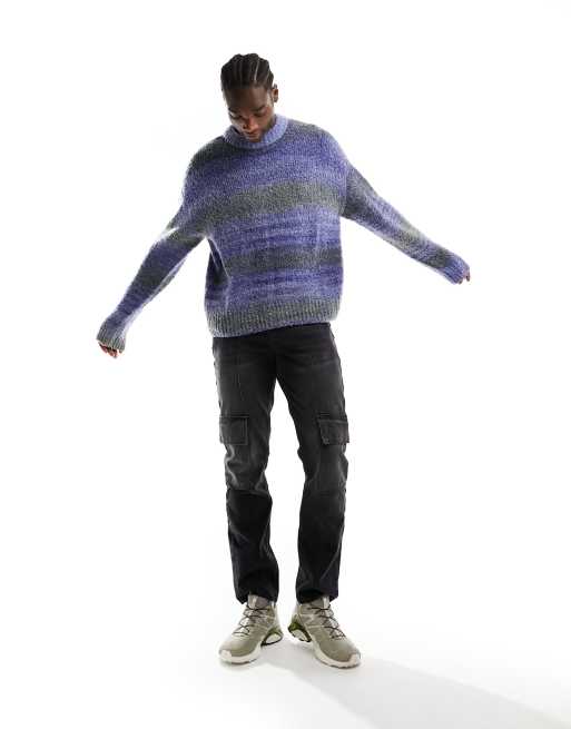 Weekday Daniel wool blend jumper in blue space dye