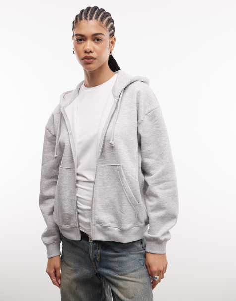 Weekday – Danni – Czarna zapinana na zamek bluza z kapturem z materiału w stylu scuba - view 1