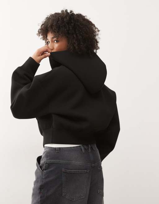 Weekday - Danni - Sweat à capuche zippé effet néoprène - Noir, 4 de 4