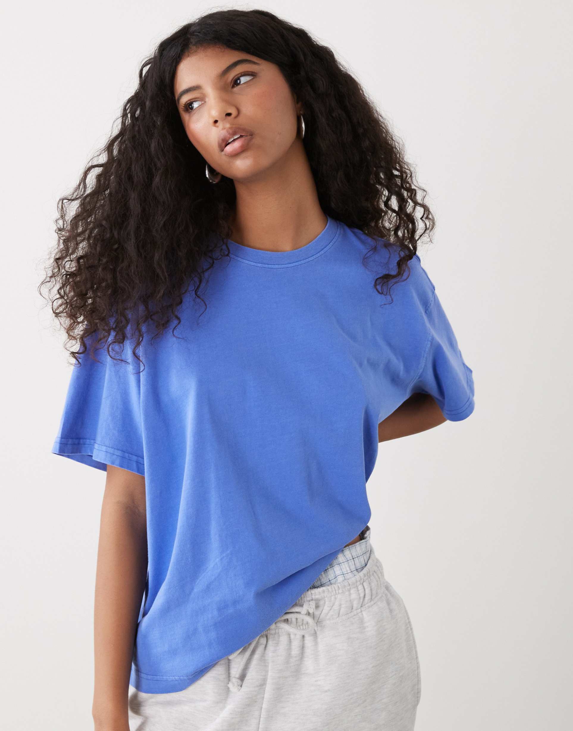 weekday danya boxy t-shirt in royal blue