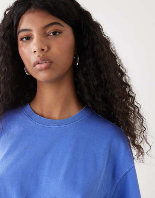 Weekday - Danya - T-shirt squadrata blu reale, 4 di 4