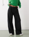 [Weekday] Weekday Dara low waist wide leg pants with front pleats in black 44 Black