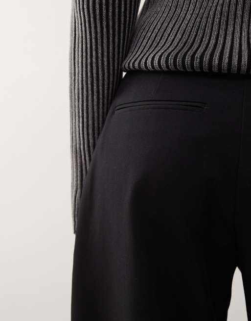 Weekday Dara low waist wide leg trousers with front pleats in black, 4 of 5