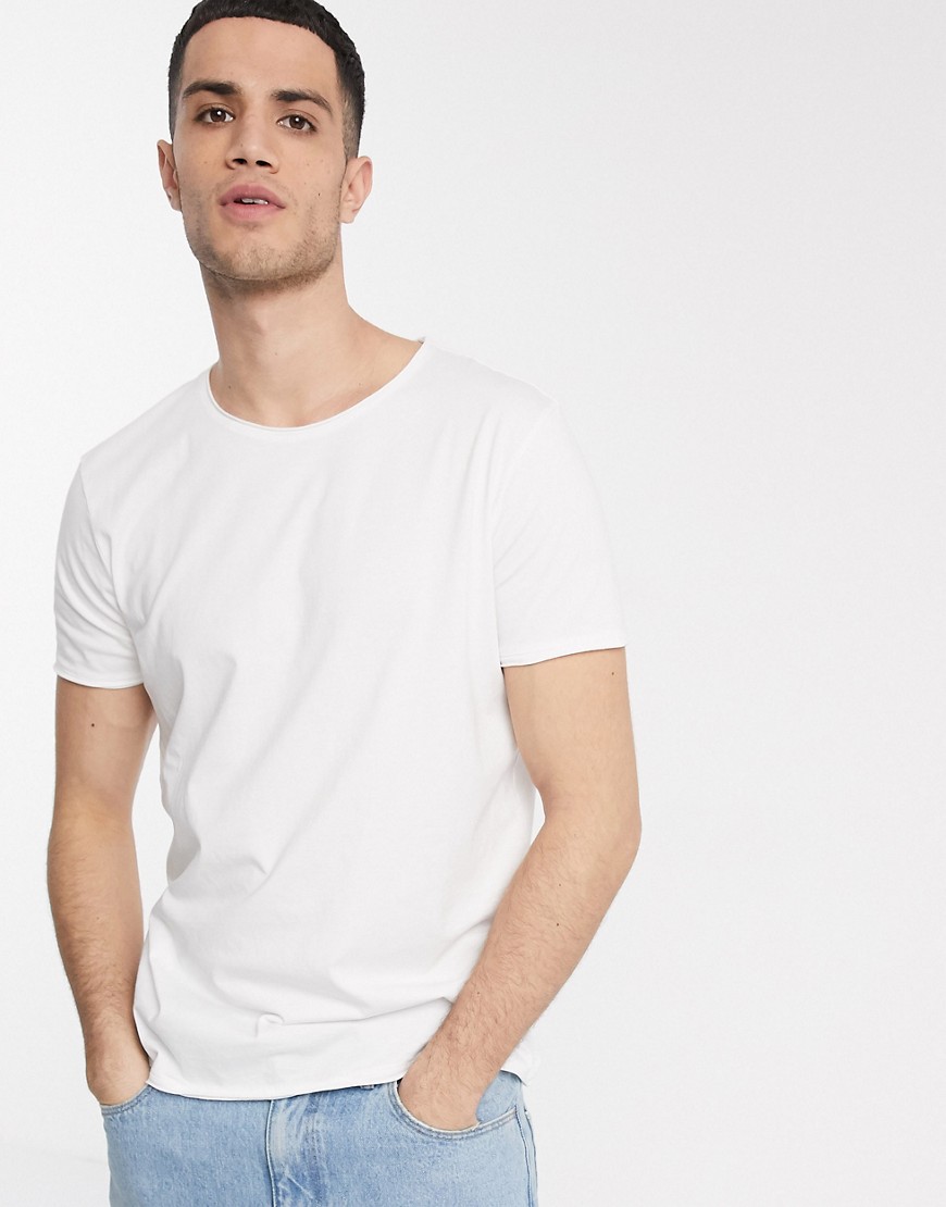 Weekday - Dark - T-shirt met onafgewerkte randen in wit