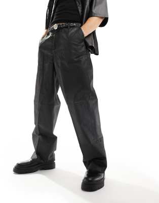 Weekday Dave Coated Pants In Black