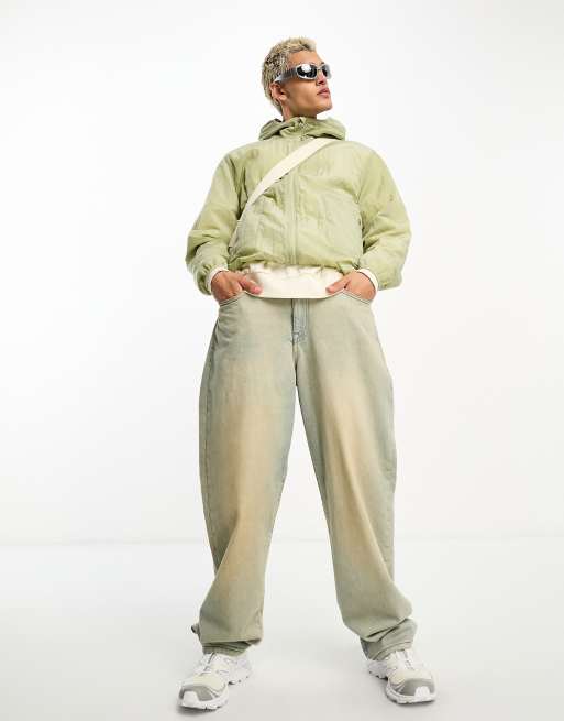 Weekday David lightweight hooded zip through jacket in light khaki
